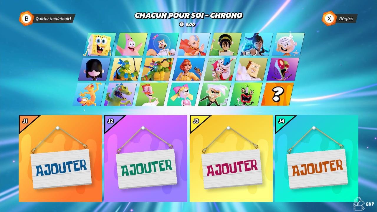 Ecran de selection des personnages