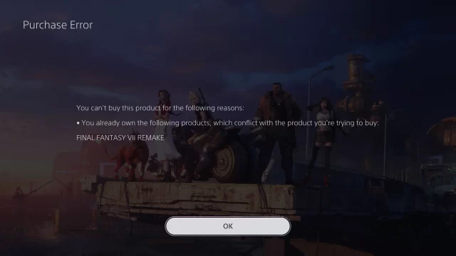 Final Fantasy VII Remake Intergrade Erreur Téléchargement
