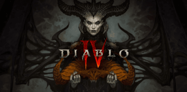 Front image de Diablo IV avec Lilith et logo du jeu