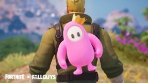 Sac à dos rose en peluche de Fall Guys dans Fortnite